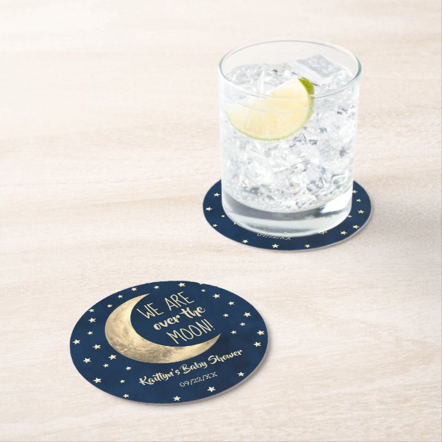 Dessous-de-verre Rond En Papier Au-Dessus De La Lune | BABY SHOWER (En situation)