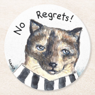 Dessous-de-verre Rond En Papier Aucun dessous de verre de chat Regrets