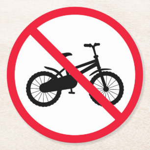 Dessous-de-verre Rond En Papier Aucun signe interdit à bicyclette Dessous de ver