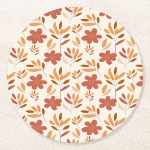 Dessous-de-verre Rond En Papier Automne Automne Automne Motif Floral
