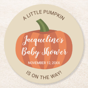 Dessous-de-verre Rond En Papier Automne Petit Citrouille Sur Le Chemin Baby shower