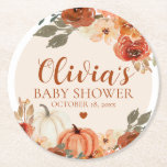 Dessous-de-verre Rond En Papier Automne Un Peu Citrouille Automne Baby shower Flor<br><div class="desc">Automne Un Peu Citrouille Automne Baby shower Floral Dessous de verre Papier rond</div>