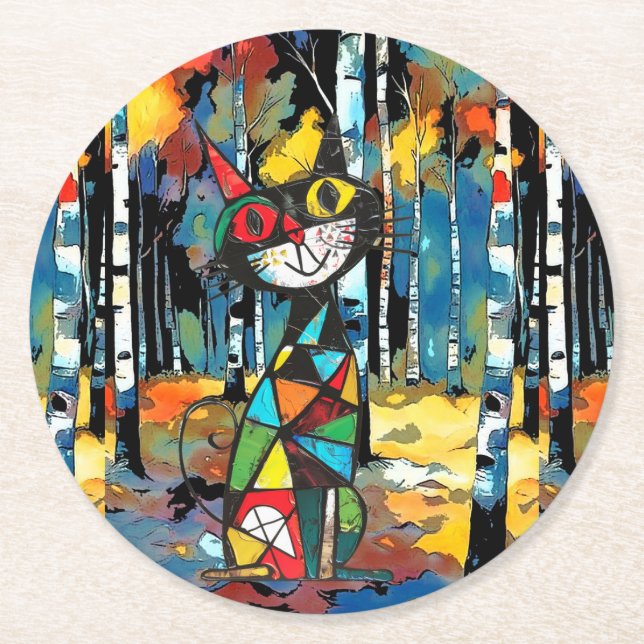 Dessous-de-verre Rond En Papier Avoir Une Journée Abstraite Kinda (Devant)