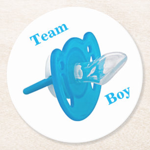 Dessous-de-verre Rond En Papier Baby Gender Reveal Party - Team Boy