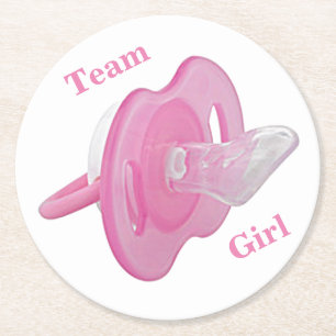 Dessous-de-verre Rond En Papier Baby Gender Reveal Party - Team Girl