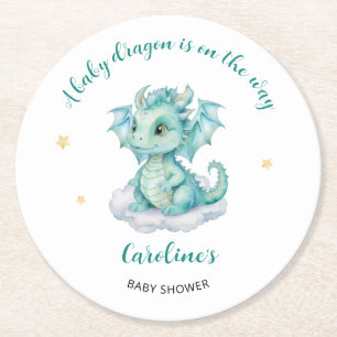 Dessous-de-verre Rond En Papier Baby-Shawer de Mignon Dragon