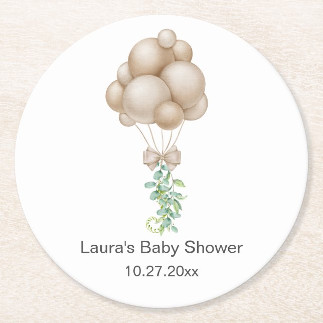 Dessous-de-verre Rond En Papier Baby shower Ballotte beige (Devant)