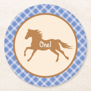 Dessous-de-verre Rond En Papier Baby shower Cowboy