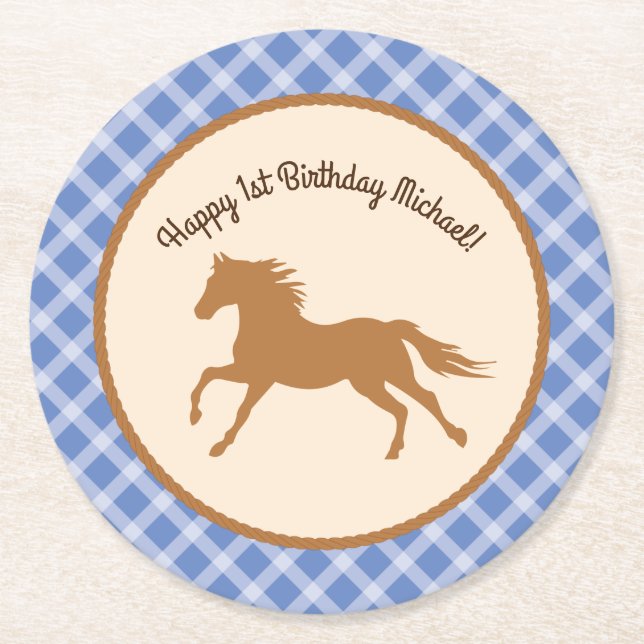 Dessous-de-verre Rond En Papier Baby shower Cowboy (Devant)