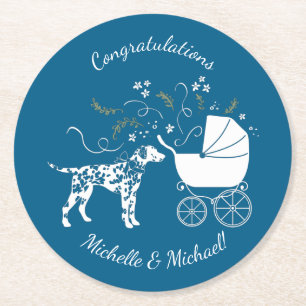 Dessous-de-verre Rond En Papier Baby shower dalmate