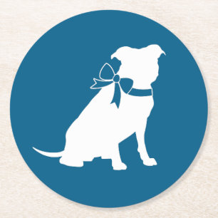 Dessous-de-verre Rond En Papier Baby shower de chien taureau Pit