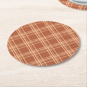 Dessous-de-verre Rond En Papier Baby shower de Citrouille Rustique Plaid Automne