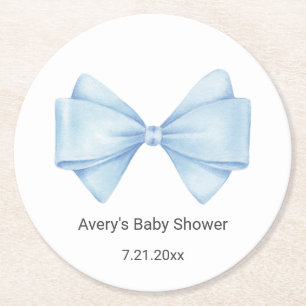 Dessous-de-verre Rond En Papier Baby shower de la ceinture bleue