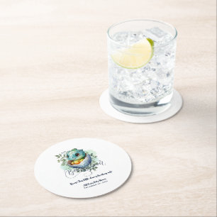 Dessous-de-verre Rond En Papier Baby shower Feuille Dinosaur Oeuf Cute Aquarelle
