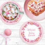 Dessous-de-verre Rond En Papier Baby shower fille de cadre de bonbons rose<br><div class="desc">Nous savons que vous êtes impatient de voir votre petit bébé sucré et ce design de Baby shower sur le thème des bonbons vous célèbre, vous et votre petit, en toute gloire rose! Une délicieuse pâtisserie et un cadre rose bonbon entourent vos détails de douche d'une façon oh si délicieuse....</div>