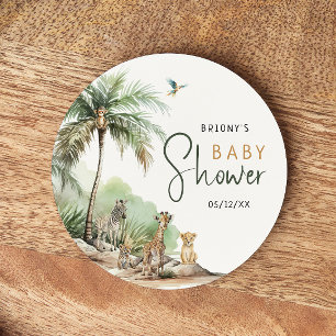 Dessous-de-verre Rond En Papier Baby shower Jungle Safari Animaux