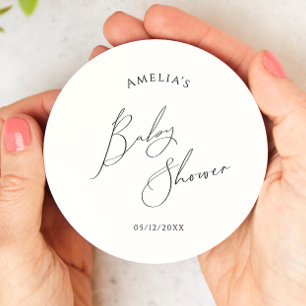 Dessous-de-verre Rond En Papier Baby shower neutre Whimsical