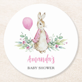Dessous-de-verre Rond En Papier Baby shower Peter Rabbit