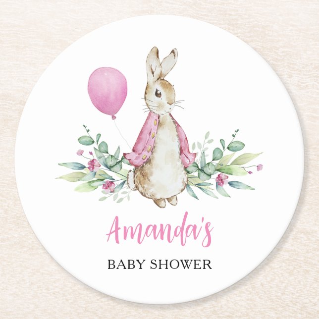 Dessous-de-verre Rond En Papier Baby shower Peter Rabbit (Devant)