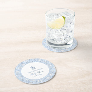 Dessous-de-verre Rond En Papier Baby Shower Préparatoire Côtière Coquette