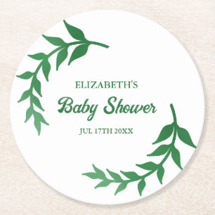Dessous-de-verre Rond En Papier Baby shower verdoyant chic
