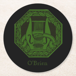 Dessous-de-verre Rond En Papier Badge Green Lyre