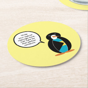 Dessous-de-verre Rond En Papier Bahamas Mme Pingouin parlante