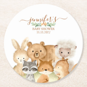 Dessous-de-verre Rond En Papier Baignade Animaux Baby Shower Rustique