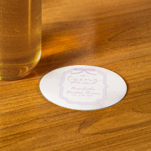 Dessous-de-verre Rond En Papier Baigne de mariage aquarelle ruban violet