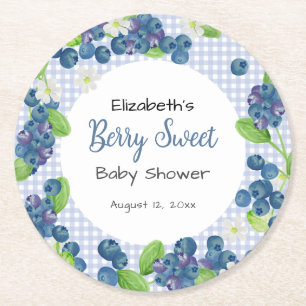 Dessous-de-verre Rond En Papier Bain de couleur Baby Shower Bleu Sucré aux Baies