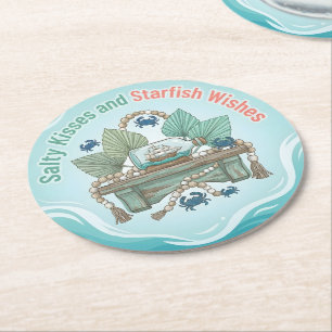 Dessous-de-verre Rond En Papier Baisers Salés et Vœux d'Étoiles de Mer