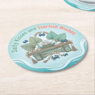 Dessous-de-verre Rond En Papier Baisers Salés et Vœux d'Étoiles de Mer