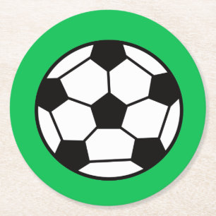 Dessous-de-verre Rond En Papier Bal De Football Drôle Sur Arrière - plan Vert