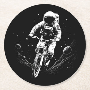 Dessous-de-verre Rond En Papier Balade à vélo d'astronaute cosmique Aventure spati