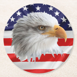 Dessous-de-verre Rond En Papier Bald Eagle cadeau patriotique unique