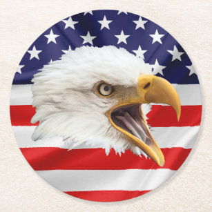Dessous-de-verre Rond En Papier Bald Eagle charmant cadeau patriotique