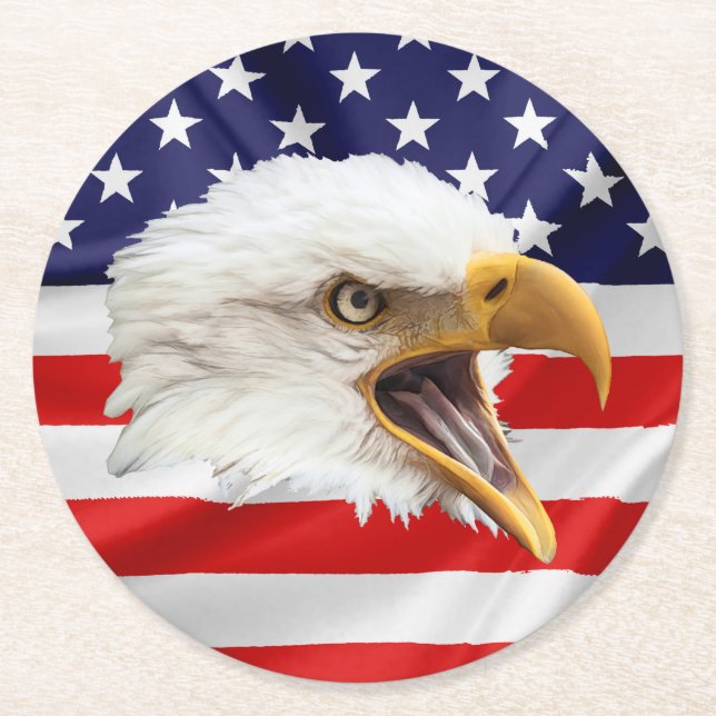 Dessous-de-verre Rond En Papier Bald Eagle charmant cadeau patriotique (Devant)