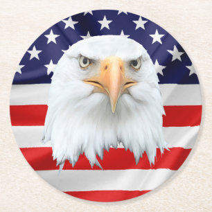 Dessous-de-verre Rond En Papier Bald Eagle fantastique patriotique