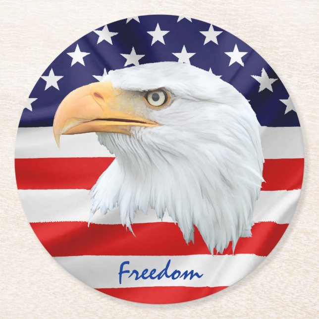 Dessous-de-verre Rond En Papier Bald Eagle Freedom personnalisable (Devant)
