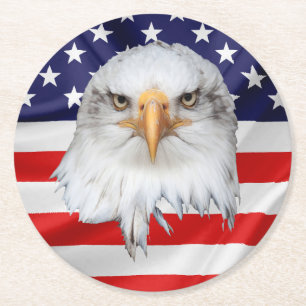 Dessous-de-verre Rond En Papier Bald Eagle séduisant cadeau patriotique