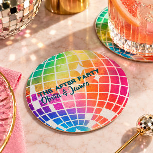 Dessous-de-verre Rond En Papier Balle De Disco Arc-En-Ciel Pour La Soirée Après-Ma