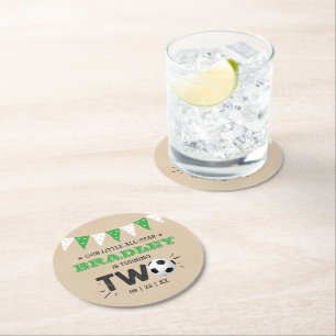 Dessous-de-verre Rond En Papier Balle de football étoile 2e fête d'anniversaire