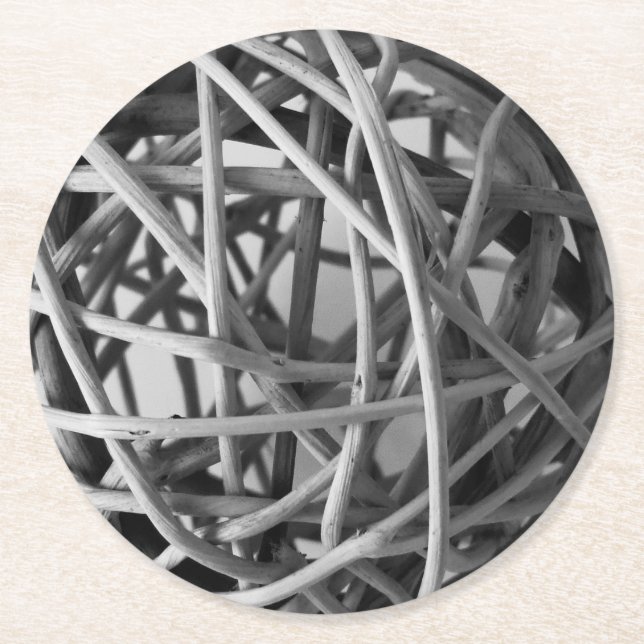 Dessous-de-verre Rond En Papier Balle en osier rustique (Devant)