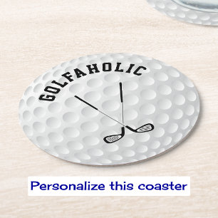 Dessous-de-verre Rond En Papier Balles de golf avec texte personnalisé et croiseme