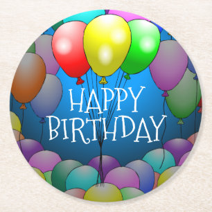 Dessous-de-verre Rond En Papier Balloons Fête Anniversaire Dessous de Verre Rond e