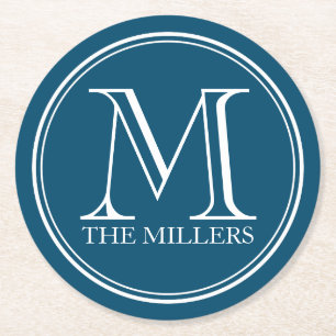 Dessous-de-verre Rond En Papier Barre de couleurs modifiable / Table / Nom Monogra
