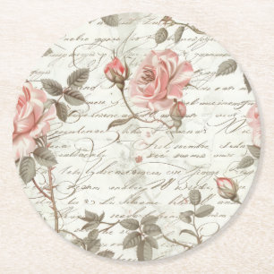 Dessous-de-verre Rond En Papier Barres-boissons roses roses