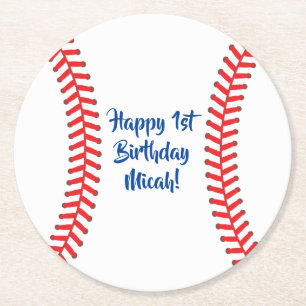 Dessous-de-verre Rond En Papier Baseball Club Sports 1er Anniversaire