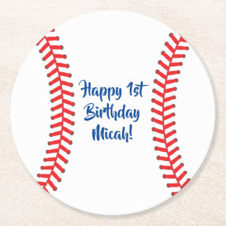 Dessous-de-verre Rond En Papier Baseball Club Sports 1er Anniversaire