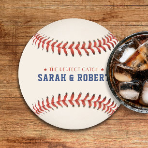 Dessous-de-verre Rond En Papier Baseball Softball Sport Le Mariage Parfait